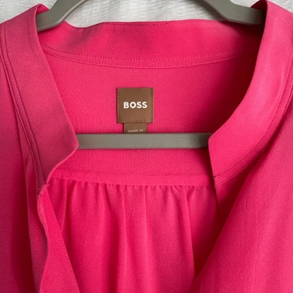 Boss Banora Medium Pink Silk Blouse - Picture 6 of 10